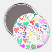 ハートパターン、カラフルハート、ハートパターン マグネット (正面/裏面)