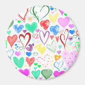 ハートパターン、カラフルハート、ハートパターン マグネット (正面)