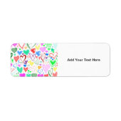 ハートパターン、カラフルハート、ハートパターン ラベル (正面)