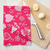 ハートパターン キッチンタオル (四つ折り)