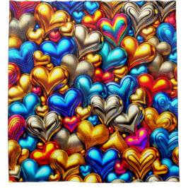 ハートパターン シャワーカーテン