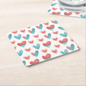 ハートパターン スクエアペーパーコースター (アングル)