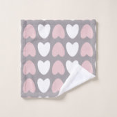 ハートパターン バスタオルセット (ウォッシュタオル)