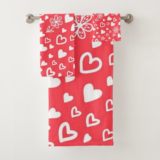 ハートパターン バスタオルセット (インサイチュ)