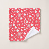 ハートパターン バスタオルセット (ウォッシュタオル)