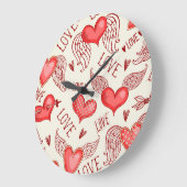 ハートパターン（バレンタインデー） ラージ壁時計 (傾斜)