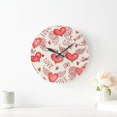 ハートパターン（バレンタインデー） ラージ壁時計 (ホーム)