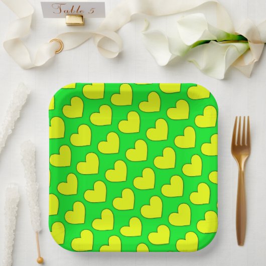 ハートパターン ペーパープレート (ウェディング)