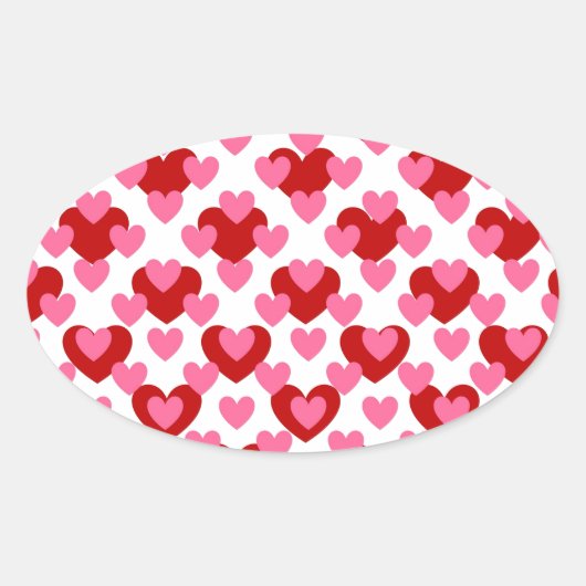 ハートパターン 楕円形シール (正面)
