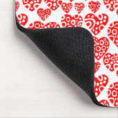 ハートパターン – 白の赤 マウスパッド (コーナー)