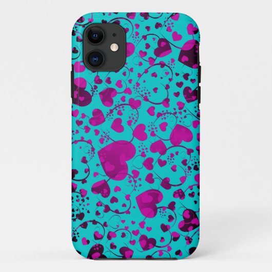 ハートパターン – 紫 – 独自のバックカラーを作成 Case-Mate iPhoneケース (裏面)
