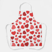 ハートパターン、赤いハート、ハートパターン エプロン (正面)