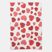 ハートパターン、赤いハート、ハートパターン キッチンタオル (縦)