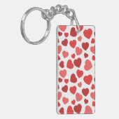 ハートパターン、赤いハート、ハートパターン キーホルダー (正面左)