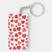 ハートパターン、赤いハート、ハートパターン キーホルダー (裏面)