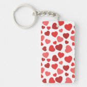 ハートパターン、赤いハート、ハートパターン キーホルダー (正面)