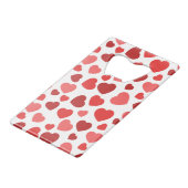 ハートパターン、赤いハート、ハートパターン クレジットカード栓抜き (正面アングル)