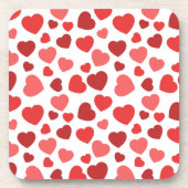 ハートパターン、赤いハート、ハートパターン コースター (正面)