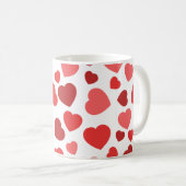ハートパターン、赤いハート、ハートパターン コーヒーマグカップ (正面右)