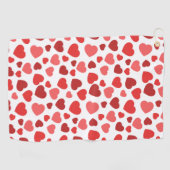 ハートパターン、赤いハート、ハートパターン ゴルフタオル (横)