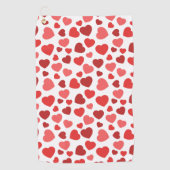 ハートパターン、赤いハート、ハートパターン ゴルフタオル (正面)