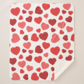 ハートパターン、赤いハート、ハートパターン シェルパブランケット (正面)