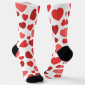 ハートパターン、赤いハート、ハートパターン ソックス (傾斜あり)