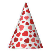 ハートパターン、赤いハート、ハートパターン パーティーハット (左)