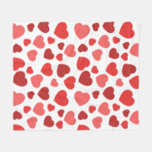 ハートパターン、赤いハート、ハートパターン フリースブランケット (正面(横))