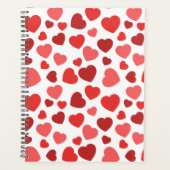 ハートパターン、赤いハート、ハートパターン プランナー手帳 (正面)