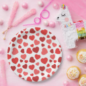 ハートパターン、赤いハート、ハートパターン ペーパープレート (パーティー)