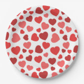 ハートパターン、赤いハート、ハートパターン ペーパープレート (正面)