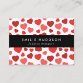 ハートパターン、赤いハート、ハートパターン 名刺 (正面)