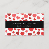 ハートパターン、赤いハート、ハートパターン 名刺 (正面)