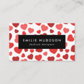 ハートパターン、赤いハート、ハートパターン 名刺 (正面)