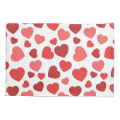 ハートパターン、赤いハート、ハートパターン 枕カバー (裏面)