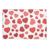 ハートパターン、赤いハート、ハートパターン 枕カバー (正面)