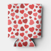 ハートパターン、赤いハート、ハートパターン 缶クーラー (正面)