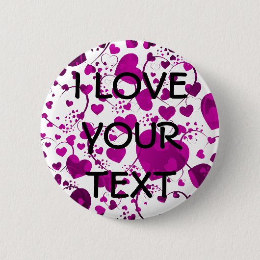 ハートパターンART 6 +テキスト 缶バッジ (正面)