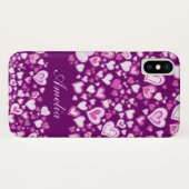 ハートパターンpink & purple名前付きiphone case Case-Mate iPhoneケース (裏面(横))
