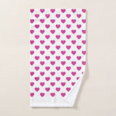 ハートパター名門私立校風のンピンクy2kモノグラム名 バスタオルセット (ハンドタオル)