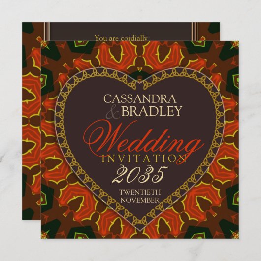 ハートパッションファイアトライバル結婚式招待状 招待状 (正面/裏面)