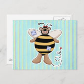 ハートパッチのまわりにベア ポストカード (正面/裏面)