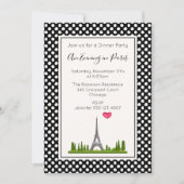 ハートパリとエッフェルタワーディナーパーティー 招待状 (正面)