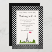 ハートパリとエッフェルタワーディナーパーティー 招待状 (正面/裏面)