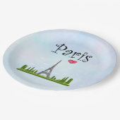 ハートパリとエッフェルタワー ペーパープレート (アングル)