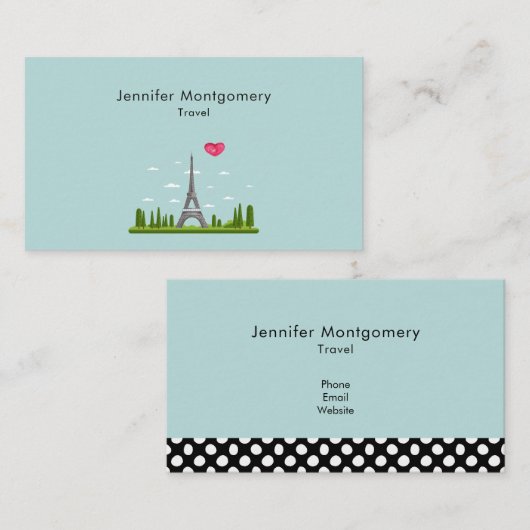 ハートパリとエッフェルタワー 名刺 (正面/裏面)