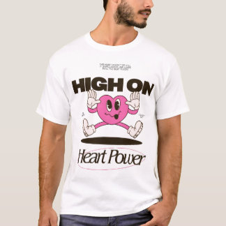 ハートパワーでハイになろう | グルービーカートゥーンハート レトロA Tシャツ