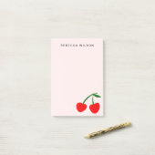 ハートパーソナライズされたさくらんぼピンク ポストイット (デスク上)