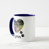 ハートパーソナライズされたとポーズペットフォトツートーンCof マグカップ (正面左)